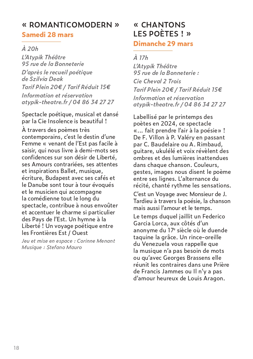 Extrait de programmation de la mairie d'Avignon
