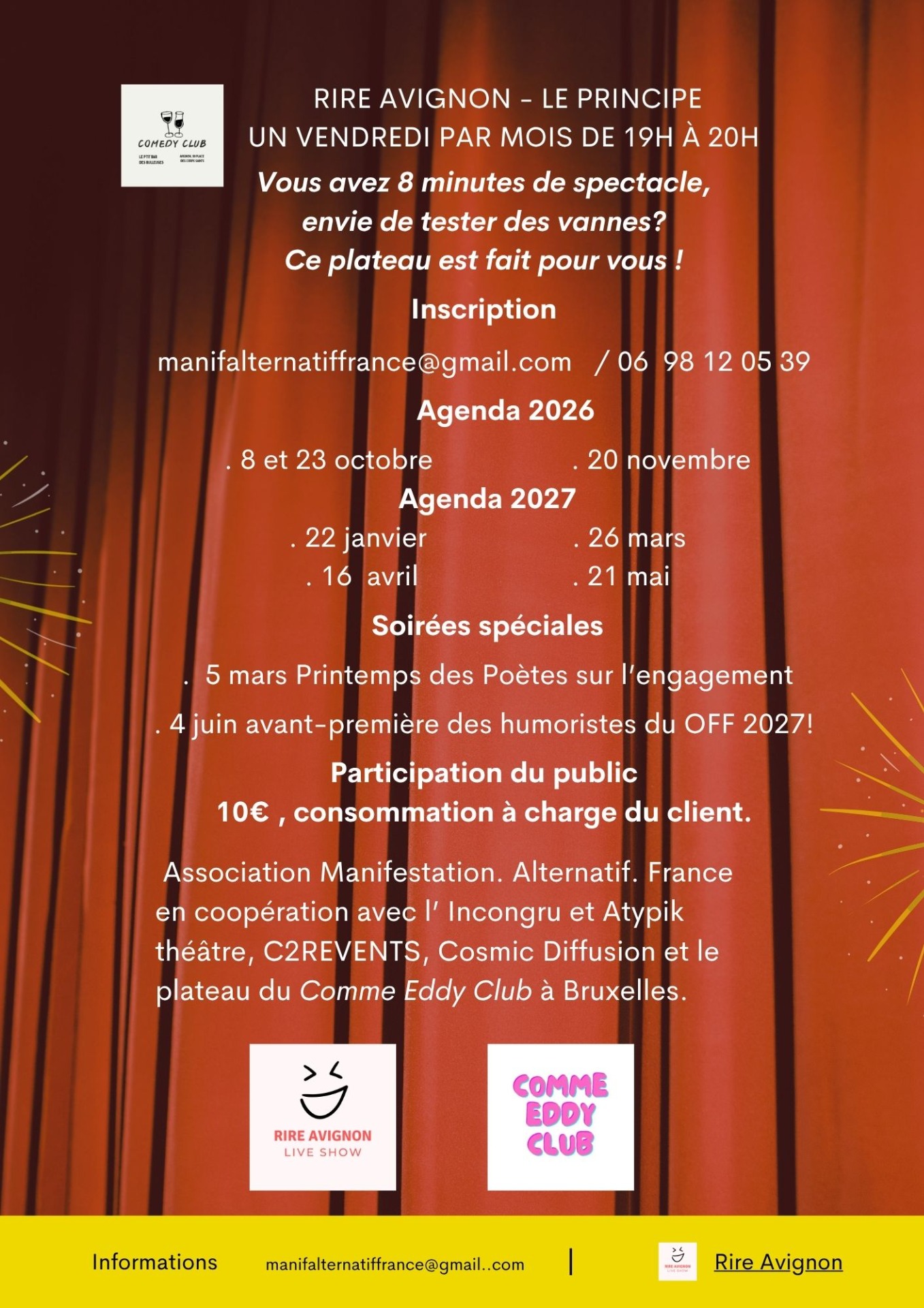 Avec le concept Rire Avignon au P'tit Bar des Bulleuses et l'Incongru, une fois par mois Avignon rit!